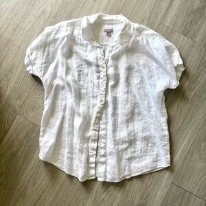 J. Jill Crisp Linen Shirt in White Large